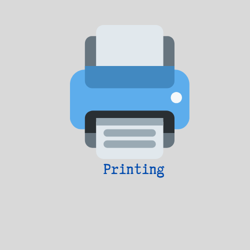 grey and blue printing shop logo
